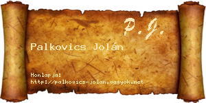 Palkovics Jolán névjegykártya